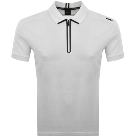 BOSS Terrace Quarter Zip Polo T Shirt White | Mainline Menswear dk